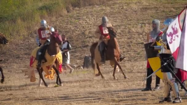 Orta Çağ Mızrak Dövüşünün Yeniden Yapılandırılması Yaşam Tarzı — Stok video