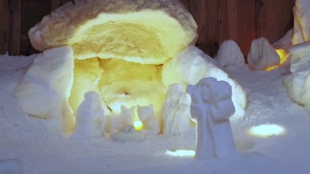 圣诞降雪作品的特写镜头 — 图库视频影像