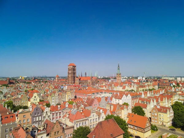 Gdansk Polónia Junho 2021 Uma Tomada Aérea Cidade Velha Gdansk — Fotografia de Stock