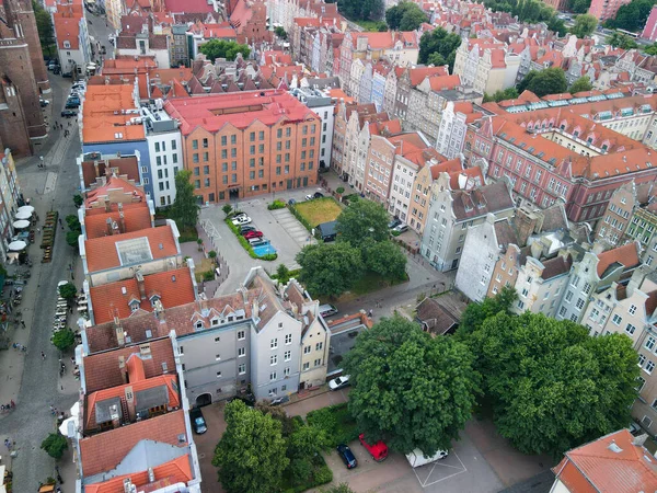 Gdansk Polónia Junho 2021 Uma Tomada Aérea Cidade Velha Gdansk — Fotografia de Stock