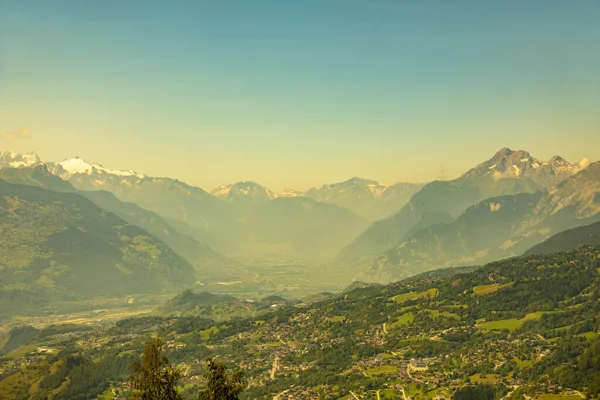 Valais Sviçre Deki Crans Montana Dan Güneşli Bir Yaz Günü — Stok fotoğraf