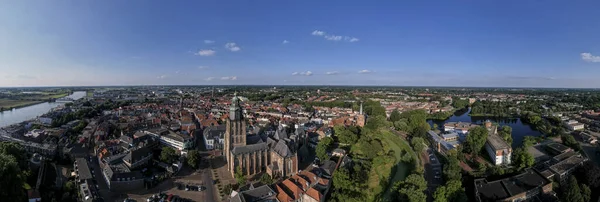 Super Breed 180 Graden Stadsgezicht Luchtfoto Panorama Van Nederlandse Middeleeuwse — Stockfoto
