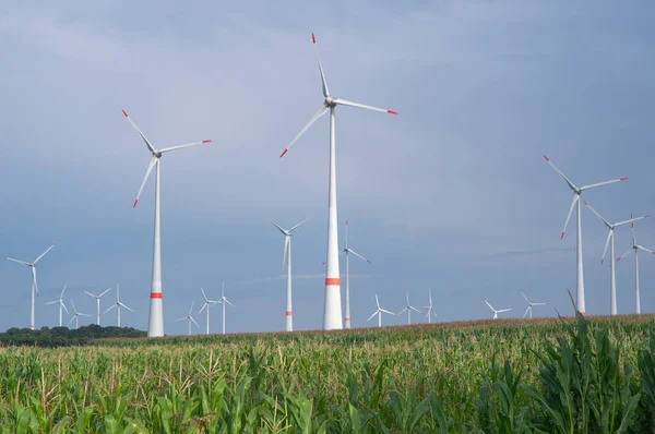 Paderborn Germany Aug 2021 Wind Turbines Wind Farm Green Fields — Stock Photo, Image