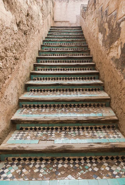 Ancien Escalier Carrelé Style Mauresque Maroc — Photo