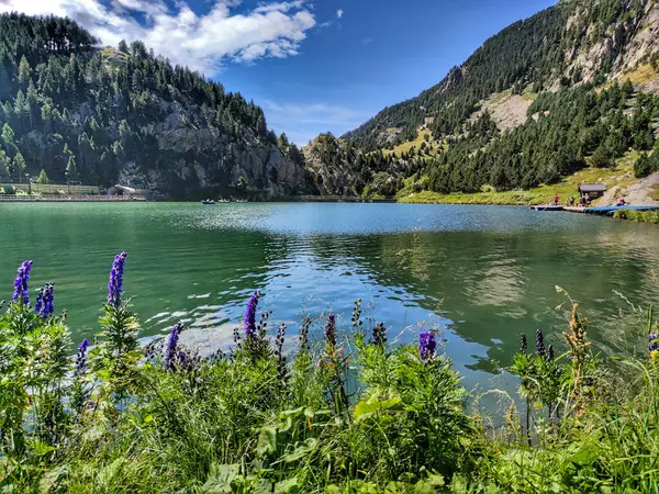 Vista Delle Verdi Montagne Del Bellissimo Lago — Foto Stock