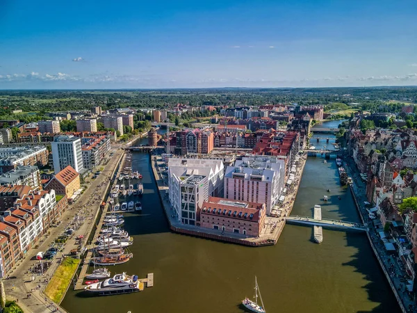Gdansk Poland Jun 2021 Aerial Shot Old Town Gdansk River — Stock Photo, Image