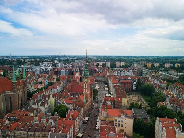 Gdansk Polen Juni 2021 Luftaufnahme Der Danziger Altstadt Mit Schöner — Stockfoto