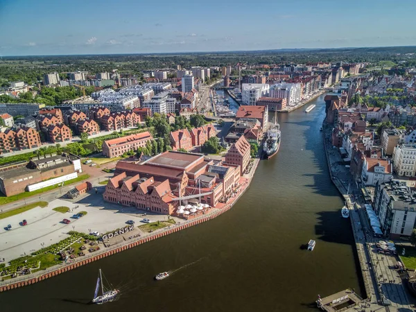 Gdansk Polen Juni 2021 Luftaufnahme Der Danziger Altstadt Mit Fluss — Stockfoto