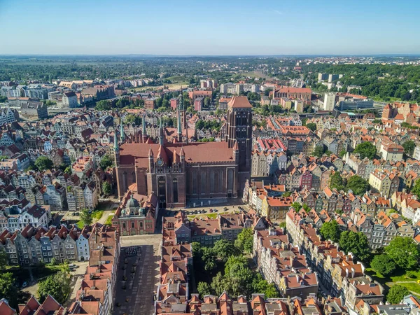 Gdansk Polsko Června 2021 Letecký Snímek Starého Města Gdaňsku Krásnou — Stock fotografie