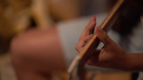 Músico Anônimo Tocando Guitarra Estúdio Gravação — Vídeo de Stock