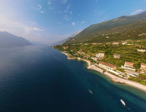 Panorama Vista Superior Para Costa Leste Lago Garda — Fotografia de Stock