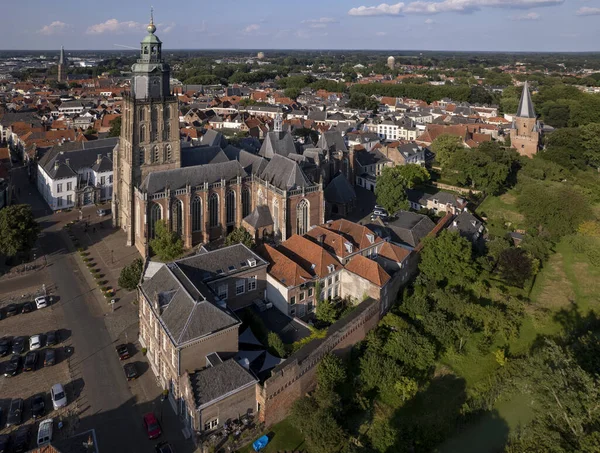 Aerial View Square Walburgiskerk Cathedral Medieval Hanseatic Town Its Urban — Stock Photo, Image
