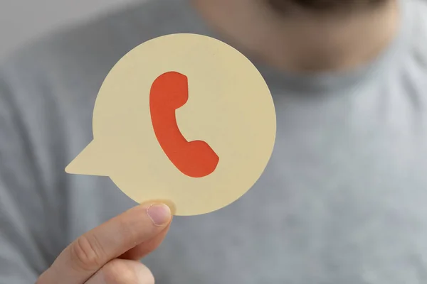 Closeup Rendered Phone Sign Held Man Hand Communication Concepts — Stock Photo, Image