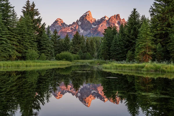 Colpo Angolo Alto Schwabacher Landing All Alba Nel Grand Teton — Foto Stock