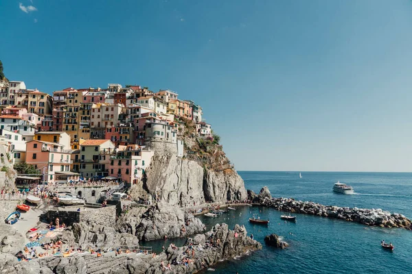 Primer Plano Cinque Terre Italia Bajo Cielo Brillante — Foto de Stock