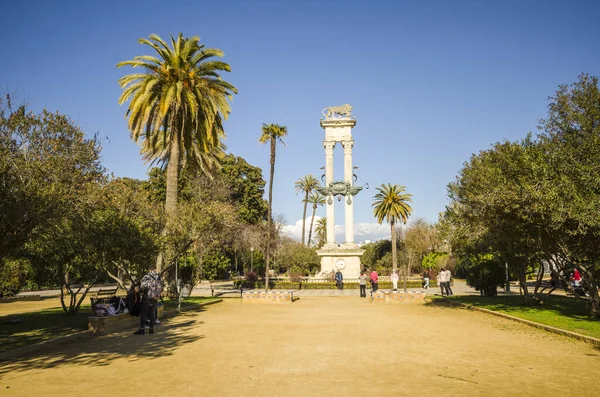 Seville Spagna Gennaio 2019 Monumento Cristoforo Colombo Nel Parco Jardines — Foto Stock