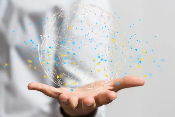 Uma Mão Segurando Globo Conceito Rede Dados — Fotografia de Stock