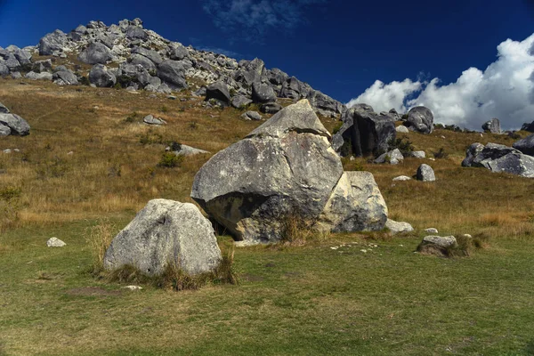 Beautiful View Big Small Rocks Castle Hill New Zealand Sunny — Stock Photo, Image