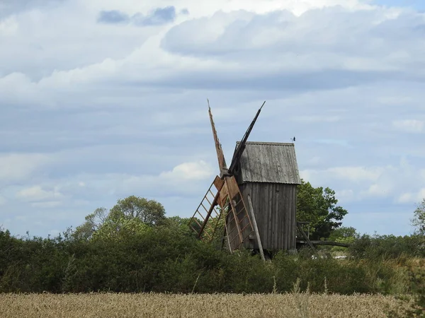 Деревянная Мельница Пейзаже Оланде Швеция — стоковое фото