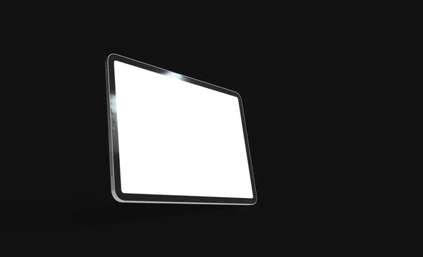 Рендеринг Планшета Пустым Экраном Изолированным Черном Фоне — стоковое фото