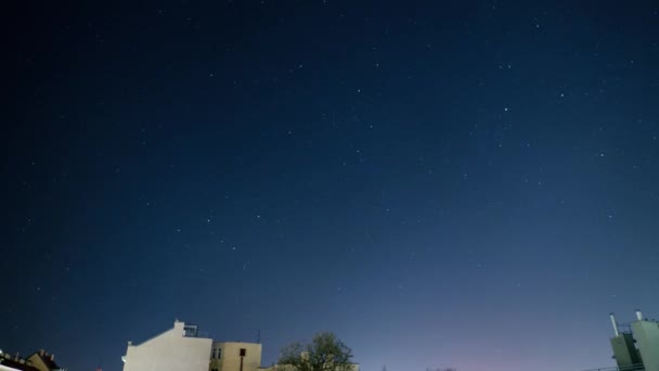 Nachtelijke Hemel Met Sterren Maan — Stockvideo