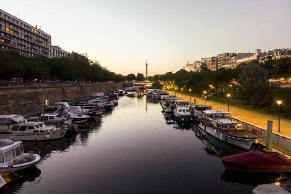 París Francia Julio 2019 Vista Nocturna Parque Público Canal Martin —  Fotos de Stock