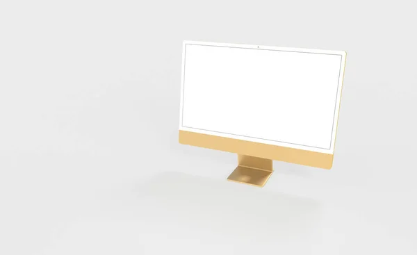 Çalışma Alanı Boş Ekran Masaüstü Bilgisayarı Mockup Bilgisayar Siyahı — Stok fotoğraf