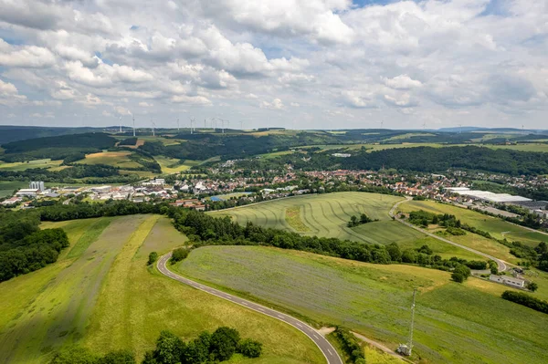 Luftaufnahme Einer Landschaft Rheinland Pfalz Deutschland Der Glan Dorf Rehborn — Stockfoto