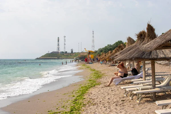 Tuzla Rumänien August 2021 Die Touristen Genießen Den Sonnigen Tag — Stockfoto