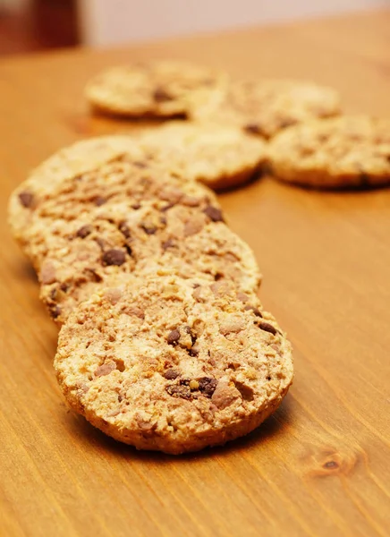 Una Toma Vertical Galletas Caseras Con Chispas Chocolate — Foto de Stock