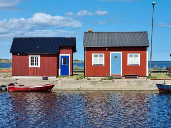 Uma Bela Foto Porto Sob Céu Azul Oland Suécia — Fotografia de Stock