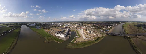 Ijssel Nehrinin Yeni Noorderhaven Mahallesinin Kade Zuid Inşaatı Binanın Hava — Stok fotoğraf