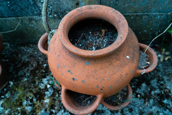 Closeup Shot Old Abstract Clay Pot Wall — Stock Photo, Image