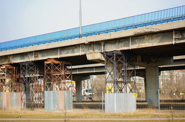 Poznan Poland Feb 2015 View Old Highway Bridge Rataje Park — Stock Photo, Image