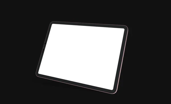 Rendering Tablet Con Uno Schermo Vuoto Isolato Uno Sfondo Nero — Foto Stock