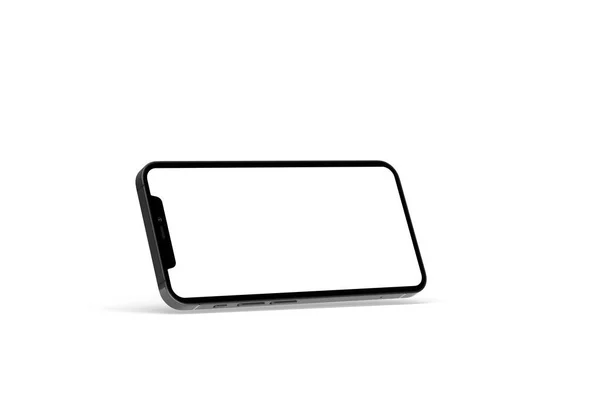 Ein Smartphone Mit Einem Weißen Leeren Bildschirm Auf Weißem Hintergrund — Stockfoto