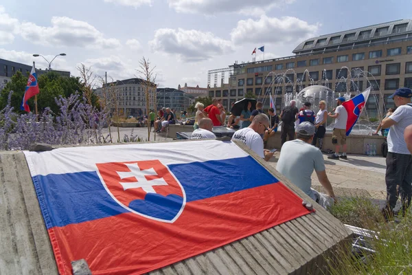 Bratislava Eslovaquia Julio 2021 Protesta Contra Gobierno Durante Día Bratislava — Foto de Stock