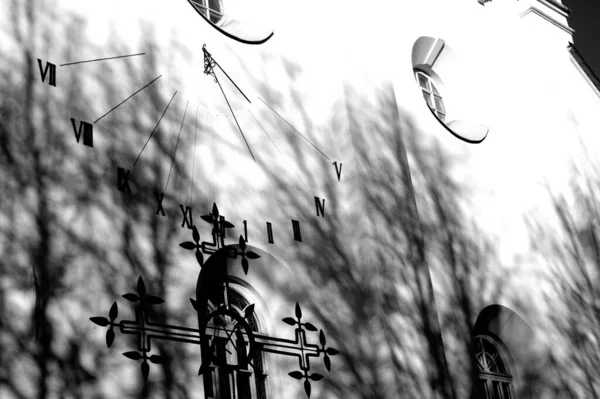 Black White Shot Old Church Sunny Day — Stock Photo, Image