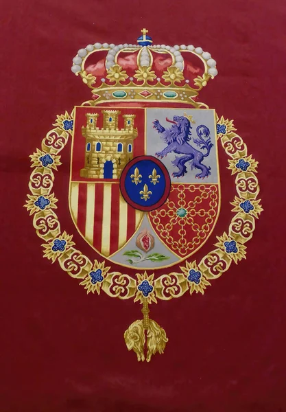 Ein Besticktes Stück Wappen Spaniens — Stockfoto