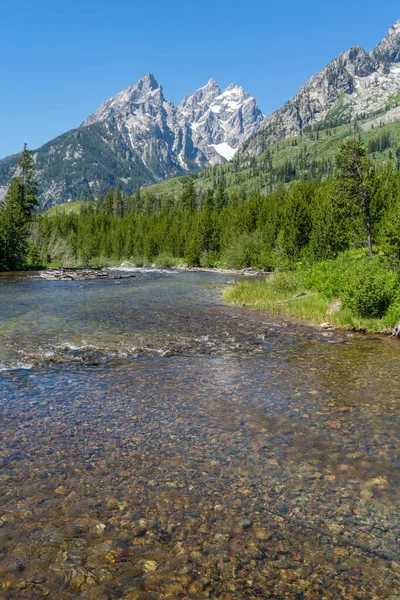 Plano Vertical Del Lago Leigh Parque Nacional Grand Teton Los — Foto de Stock