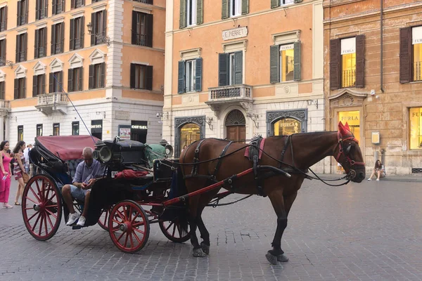 Rome Italy Sep 2019 Horse Carriage Spanish Steps Evening Rome — Stock Photo, Image