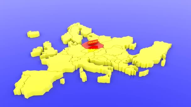 世界地図3D地図ポーランド — ストック動画