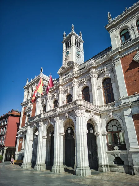 Bogen Gebouwen Het Centrale Plein Van Valladolid Spanje — Stockfoto