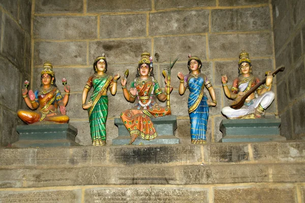 Thirichirapalli India Október 2012 Bálványok Hindu Istennők Trio Lakshmi Parvathi — Stock Fotó