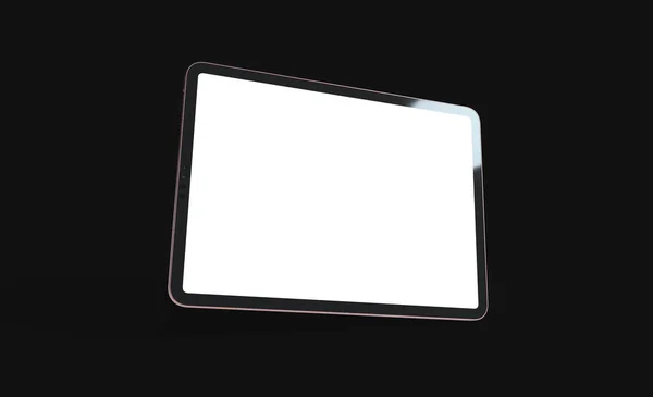 Rendering Tablet Con Uno Schermo Vuoto Isolato Uno Sfondo Nero — Foto Stock