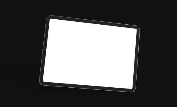 Rendering Tablet Con Uno Schermo Vuoto Isolato Uno Sfondo Nero — Foto Stock