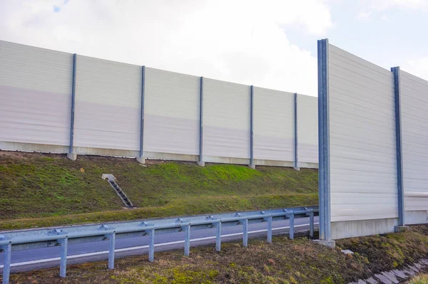 Close Shot Aluminum High Barriers Next Asphalt Road — Stock Photo, Image