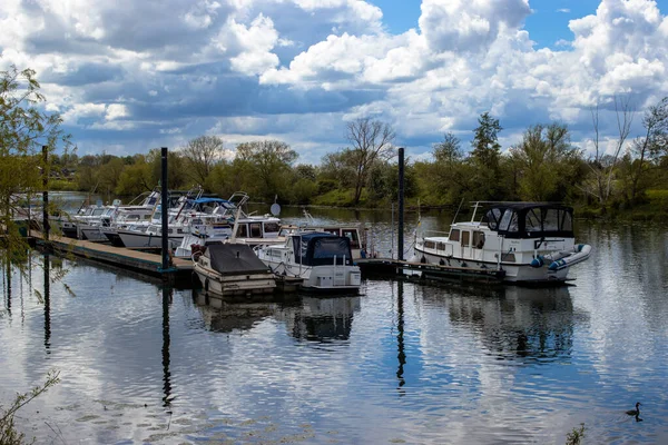 Eijsden Netherlands May 2021 Bright Summer Day Natural Reserve Boats — Stock Photo, Image