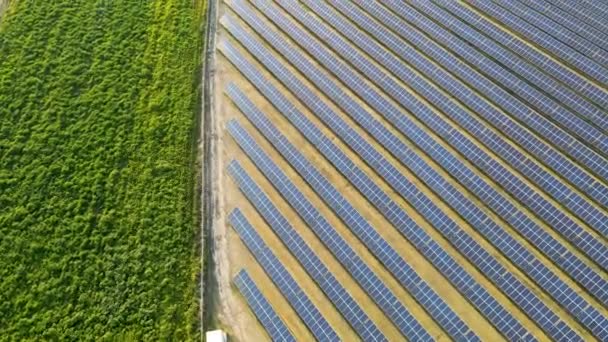 Panneaux Solaires Sur Terrain Campagne Journée Ensoleillée — Video