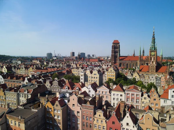 Gda Polónia Junho 2021 Uma Vista Aérea Cidade Velha Gdansk — Fotografia de Stock